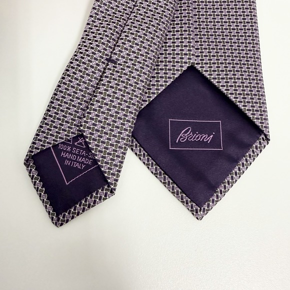 Brioni NEW Men's Recent Tie Geometric Purple Jacquard Silk 3.25" (W) x 58.5" (L) - Picture 2 of 7